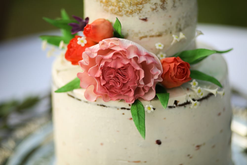 Rose and Peony Wedding Cake